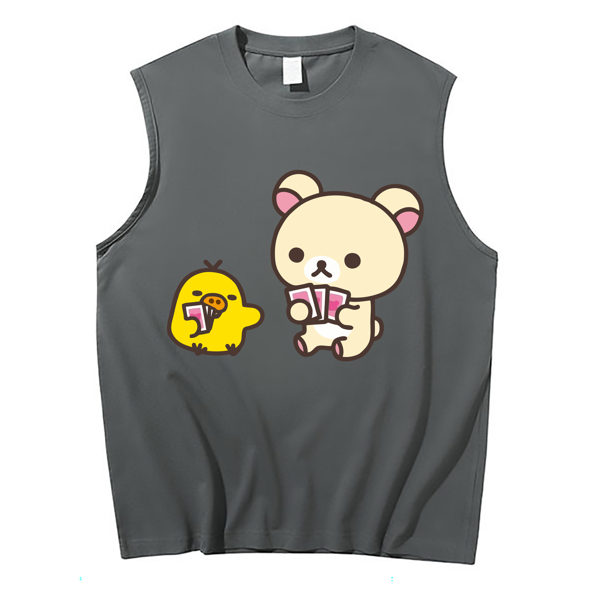 （画像用） リラックマ リラックマ キイロイトリ Rilakkuma Korilakkuma Kiiroitori コットン100％タンクトップ（フロントプリント）